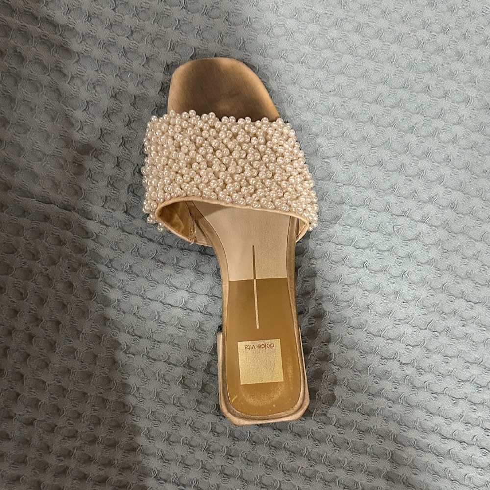 Dolce Vita Pearl Embellished Sandals - white